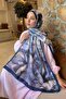 Floral Pattern Lara Soft Shawl Navy Blue - 3