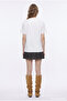 Leopard Pattern Printed Text Embroidered T-Shirt Ecru - 5