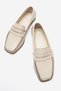 Merdovel Women's Genuine Leather Loafer with Saddle Detail in Beige - 4