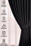 Black Velvet Textured Background Curtain Single Panel 1/2.5 Medium Pleat Plain Simple Suitable for Any Room - 5
