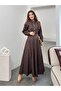 Women's Scarf Collar Buttoned Denim Long Dress - 2