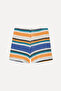 Women's Orange Striped Mini Knitted Shorts - 2