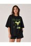 Women's Margarita Printed Oversize T-Shirt Unisex 80% Cotton Boxy Fit Streetwear T-Shirt Thick Textured - 2