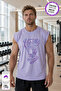 Lila Hustle Printed Sports Athlete Crew Neck Cotton Single Jersey Fabric Men's