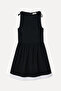 Women's Black Tie-Detail Flared Mini Dress - 6