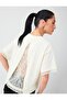 Off-White Lace Detailed Round Neck Short Sleeve Blouse - 7