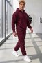 Men's Burgundy Hooded Burgundy Sweatpants Basic Set
