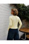 Yellow Hair Braid Patterned Crew Neck Buttoned Women's Knitwear Cardigan Zs003 - 3