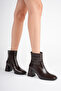 Women's Winter Thick Heeled Bitter Brown Boots & Booties - 3