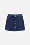 Women's Indigo Front Buttoned Jean Skirt - 6
