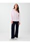 Pink Stripe Patterned Shiny Stone Long Sleeve Poplin Shirt - 2