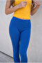 Women's Cotton Lace Athlete Viscose Tights 2-Piece Advantageous Set – Yellow Cobalt Blue - 3