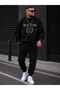 Boston Summer Printed Tracksuit Set Crew Neck Sweatshirt and Jogger Pants 2-Piece Relaxed Fit