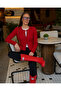 Red Hair Braid Patterned Crew Neck Buttoned Women's Knitwear Cardigan Zs003 - 2
