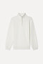 Men's Ecru Comfort Fit Zippered Stand Collar Sweatshirt