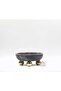 Decorative Natural Gray Marble Bowl with Gold Disco Ball Foot - 2