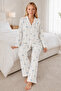 Women's Patterned Relaxed White Pajama Set 4661 - 2