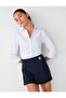 Navy Blue Short Skirt with Metal Accessory Detail - 4