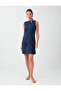 Navy Blue Slim Fit Boat Neck Woven Dress