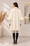 Women's Knitwear Poncho with Fur Detail and Tassels, Shawl Collar Poncho - 2