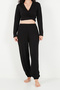 V-Neck Double Breasted Tie-Up Crop Top and Jogger Bottom Pajama Set Women's Pajama Set 65780019 - 6