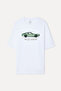 Men's White Printed Oversize Crew Neck T-Shirt