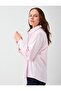 Pink Stripe Patterned Shiny Stone Long Sleeve Poplin Shirt - 4