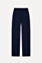 Women's Navy Blue Wide Leg Tie-Waist Trousers - 2