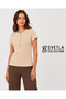 Women's Crew Neck Buttoned Ribbed Short Sleeve Bodysuit