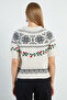 Leaf Embroidered Short Sleeve Knit Sweater - 8