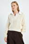 Hair Braid Patterned Shirt Collar Knitwear Sweater - 3