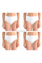 Women's 4-Piece White 90% Cotton Soft Textured Gathering Lycra Baton Panties