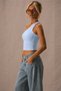 Women's One-Shoulder Crop Tank Top Stretchy Slim Fit Single Jersey Fabric Asymmetrical Neckline Blouse - 3