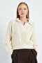 Hair Braid Patterned Shirt Collar Knitwear Sweater - 2