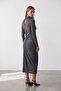 High Collar Drape Detailed Midi Length Lycra Knitted Dress - 6