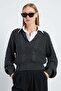 Hair Braid Patterned Shirt Collar Knitwear Sweater