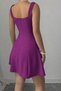 Plum Square Neck Strap Dress with Pearl Detail and Pleated Crepe Fabric - 2