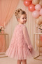 Girls' Evening Dress 3D Rose Floral Tulle Long Sleeve Baby Birthday Dress 9 Months-6 Years - 3