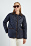 Waterway Patterned Velvet Detailed Quilted Coat - 7