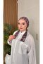 Gray Burgundy Square Pattern Bamboo Scarf Bonnet - 4