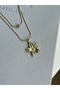 Steel Gold Necklace with Flower Figures