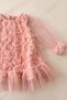 Girls' Evening Dress 3D Rose Floral Tulle Long Sleeve Baby Birthday Dress 9 Months-6 Years - 6