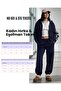 Women's Gray Cardigan Jacket Black Tracksuit Set - 2