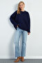 Wide Sleeve Crew Neck Casual Knit Sweater - 7