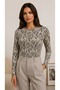 Women's Black Zebra Crew Neck Basic Long Sleeve Soft Stretchy Fabric Blouse