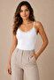 Women's Lace Detailed Thin Strap Cotton Modal Flexible Undershirt 2 Pack White - 3