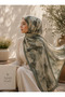 Green Floral Patterned Rectangular Shawl – Elegant Hijab Shawl with Soft Texture