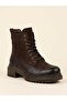 1950865K Women's Genuine Leather Lace-Up Zippered Thick Sole Boots - 2
