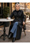 Women's Buttoned Lined Belted Bondit Black Trench - 6