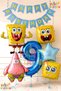 Spongebob Balloon & Patrick Concept Balloon Set 9 Years Old - 7 Pieces Spongebob Themed Blue Balloon Set with Happy Birthday Banner